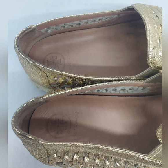 Tory Burch Huarache 2 Slip-On Sneakers Shoes Woven Golden Womens Size 9.5M - Picture 14 of 16
